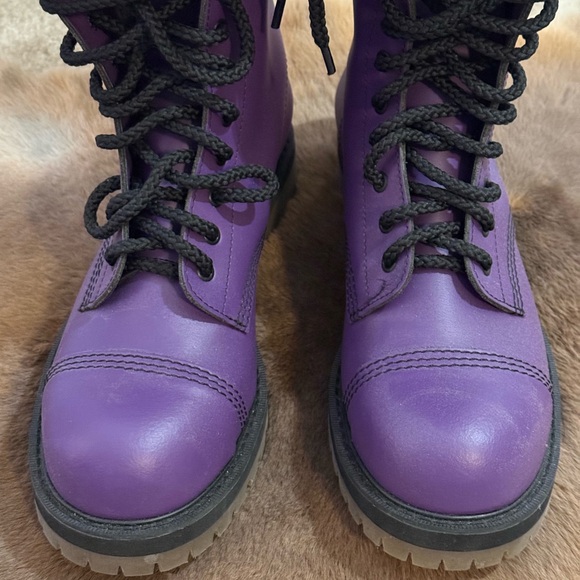 ADIX Knee High Purple Lace-Up Combat Boots - Picture 2 of 4